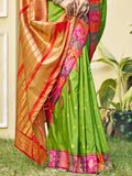 Sea Green Silk Saree With Blouse Piece