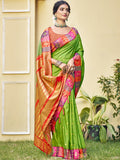 Sea Green Silk Saree With Blouse Piece