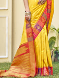 Yellow Silk Saree With Blouse Piece