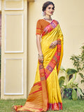 Yellow Silk Saree With Blouse Piece