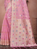 Pink Cotton Saree With Blouse Piece