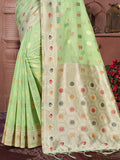 Green Cotton Saree With Blouse Piece