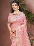 Pink Cotton Saree With Blouse Piece