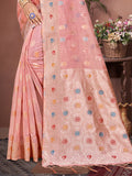 Pink Cotton Saree With Blouse Piece