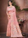 Pink Cotton Saree With Blouse Piece