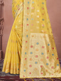 Yellow Cotton Saree With Blouse Piece