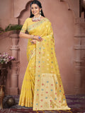 Yellow Cotton Saree With Blouse Piece