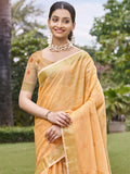 Peach Cotton Saree With Blouse Piece