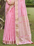 Pink Cotton Saree With Blouse Piece