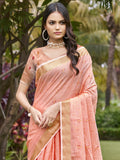 Pink Cotton Saree With Blouse Piece