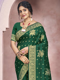 Green Silk Saree With Blouse Piece