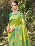 Sea Green Silk Saree With Blouse Piece