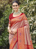 Red Silk Saree With Blouse Piece