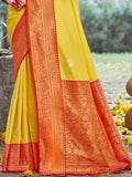 Yellow Silk Saree With Blouse Piece