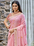 Pink Cotton Saree With Blouse Piece