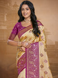 Beige Silk Saree With Blouse Piece