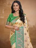 Beige Silk Saree With Blouse Piece