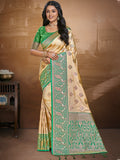 Beige Silk Saree With Blouse Piece