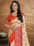 Beige Silk Saree With Blouse Piece