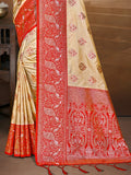 Beige Silk Saree With Blouse Piece