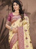 Beige Silk Saree With Blouse Piece