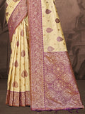 Beige Silk Saree With Blouse Piece