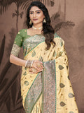 Beige Silk Saree With Blouse Piece