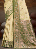 Beige Silk Saree With Blouse Piece