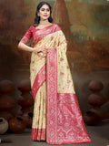 Beige Silk Saree With Blouse Piece