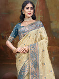 Beige Silk Saree With Blouse Piece