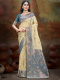 Beige Silk Saree With Blouse Piece