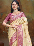 Beige Silk Saree With Blouse Piece