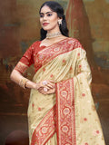 Beige Silk Saree With Blouse Piece