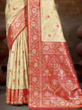 Beige Silk Saree With Blouse Piece