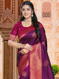 Wine Silk Saree With Blouse Piece