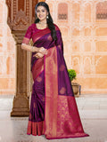 Wine Silk Saree With Blouse Piece