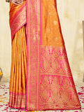 Orange Silk Saree With Blouse Piece