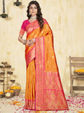 Orange Silk Saree With Blouse Piece