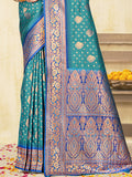 Blue Silk Saree With Blouse Piece