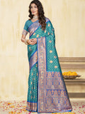 Blue Silk Saree With Blouse Piece