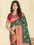 Green Silk Saree With Blouse Piece