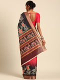 Multi Color Cotton Digital Print Saree With Blouse Piece