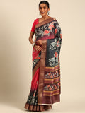 Multi Color Cotton Digital Print Saree With Blouse Piece