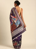 Violet Cotton Digital Print Saree With Blouse Piece