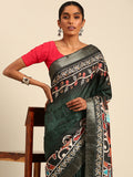 Multi Color Cotton Digital Print Saree With Blouse Piece