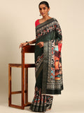 Multi Color Cotton Digital Print Saree With Blouse Piece