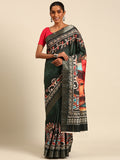 Multi Color Cotton Digital Print Saree With Blouse Piece