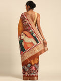 Mustard Cotton Digital Print Saree With Blouse Piece