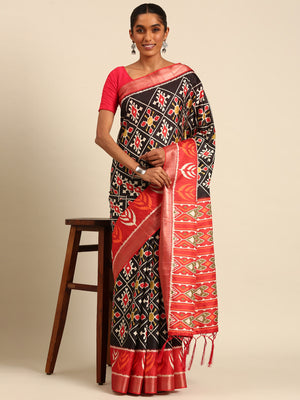 Multi Color Cotton Digital Print Saree With Blouse Piece