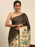 Green Cotton Saree With Blouse Piece